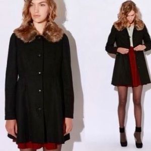 Urban Outfitters- Cooperative Removable Faux Fur Collar Pea Coat